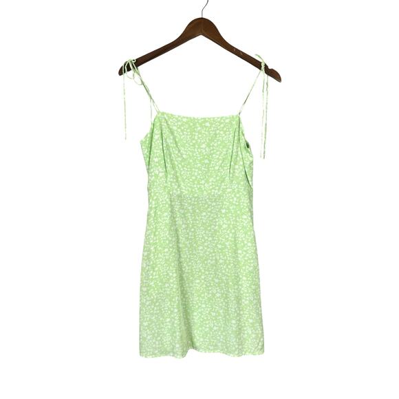 Old Navy NWT Petite Bright Green Floral Tie Strap Fit & Flare Mini Dress - Picture 10 of 13